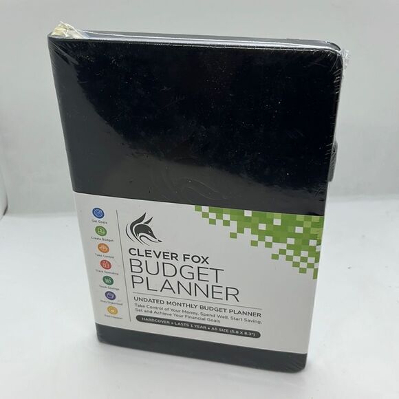 New Clever Fox Budge Planner Undated Monthly Budge Planner - Black Hardcover - Picture 1 of 2